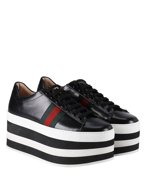 gucci striped platform sneakers|gucci platform wedges.